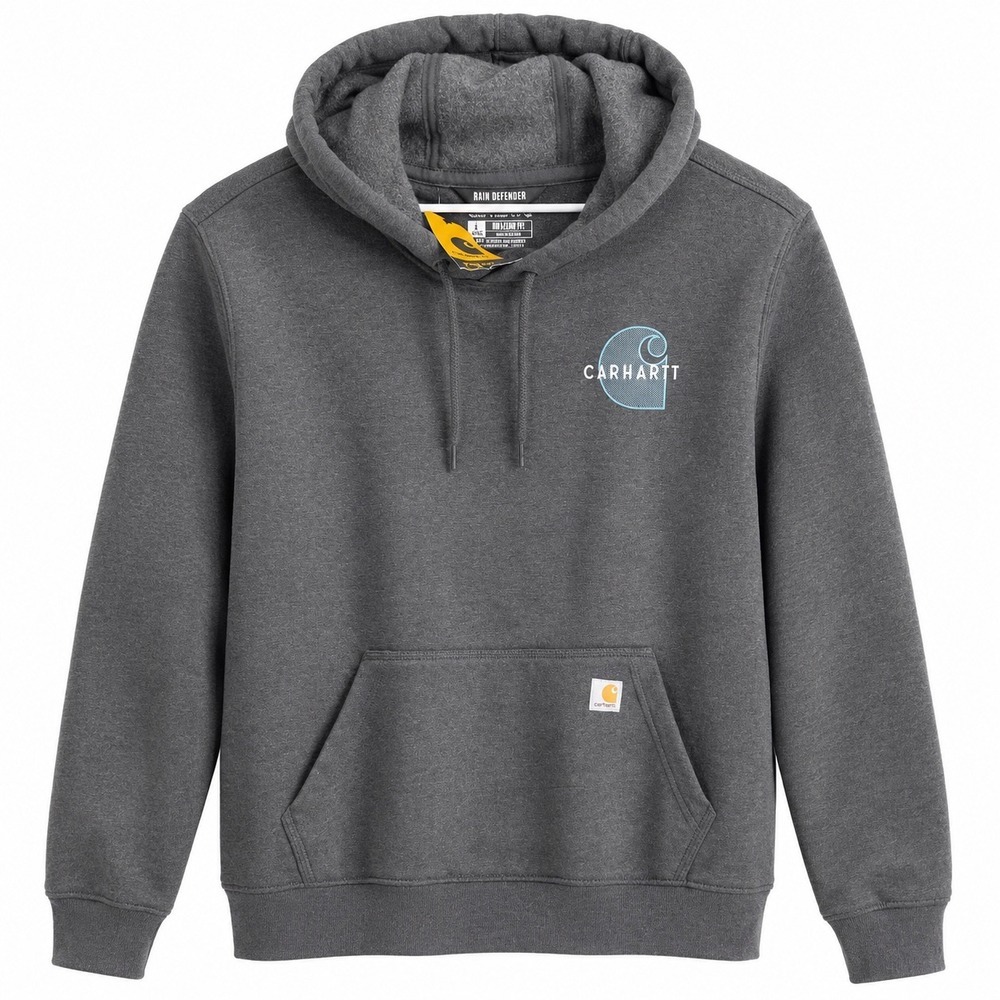 Carhartt Rain Defender Hoodie Men L Gray Relaxed Fit Water Resistant NWT
